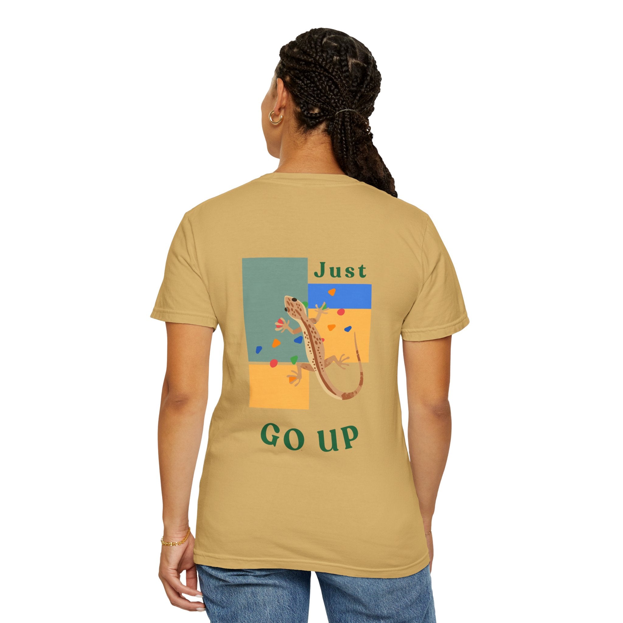 Just Go Up, Lizard Graphic Tee, Funny climbing shirt