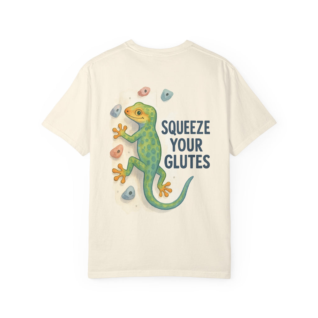 Funny Climbing T-Shirt - "Squeeze Your Glutes" Graphic Tee