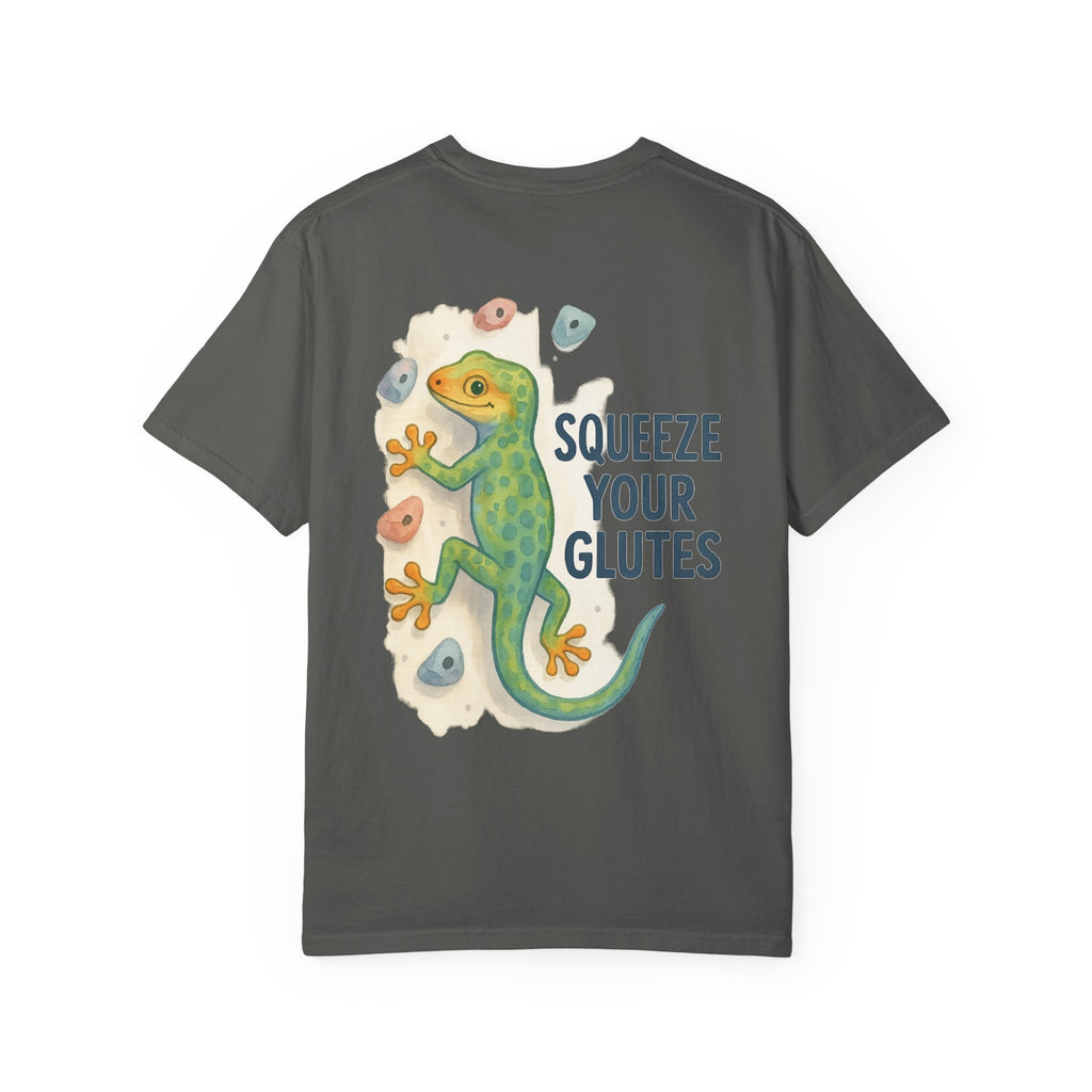 Funny Climbing T-Shirt - "Squeeze Your Glutes" Graphic Tee