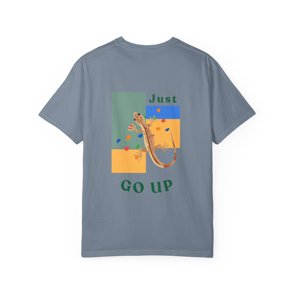 Just Go Up, Lizard Graphic Tee, Funny climbing shirt