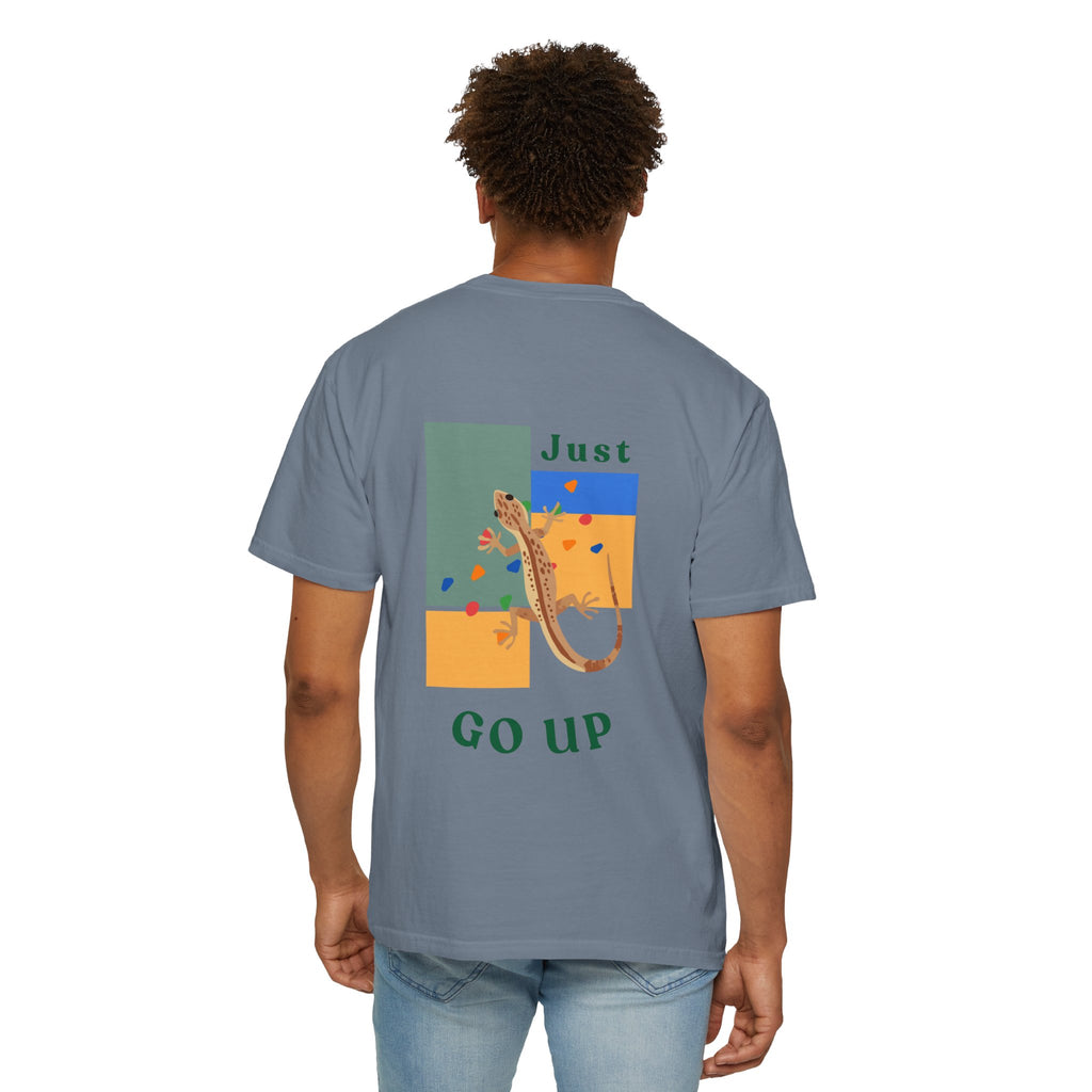 Just Go Up, Lizard Graphic Tee, Funny climbing shirt