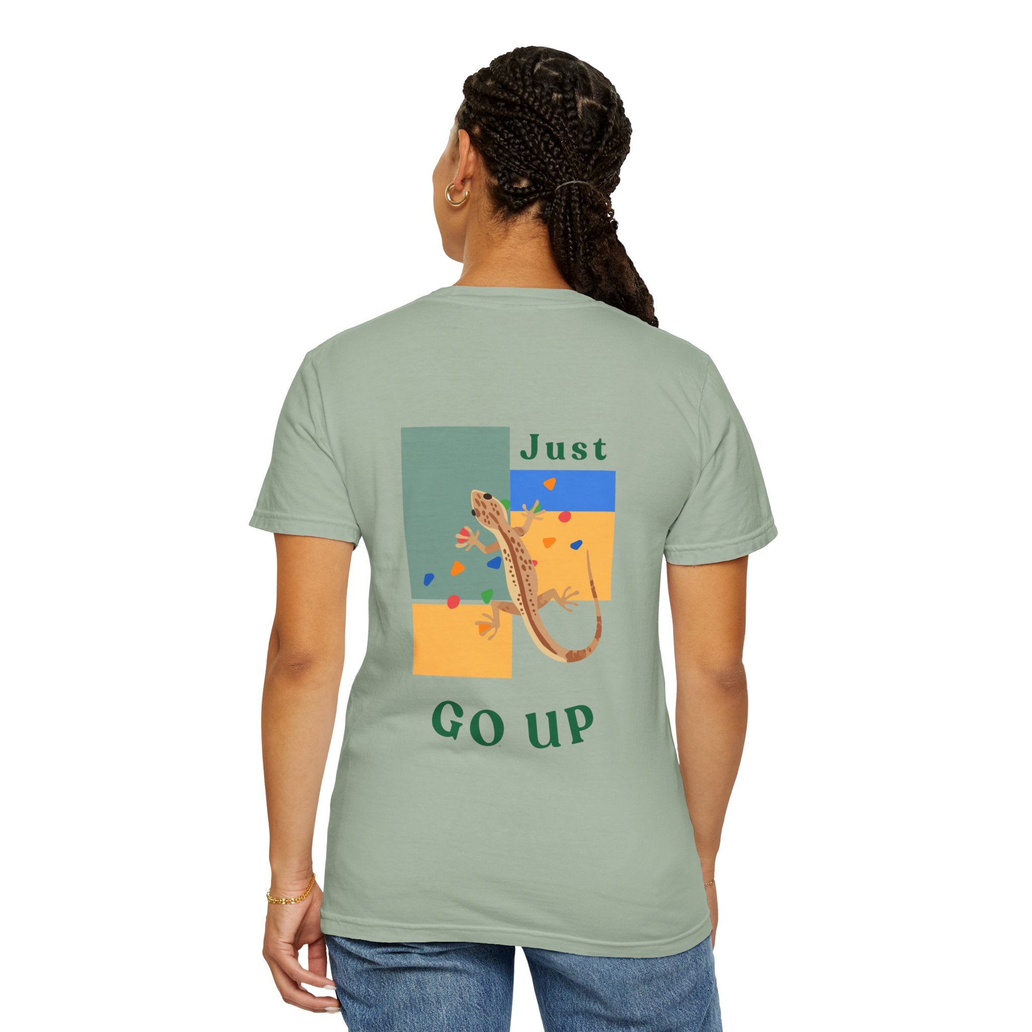 Just Go Up, Lizard Graphic Tee, Funny climbing shirt