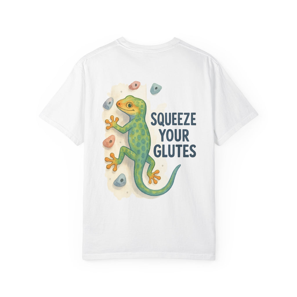 Funny Climbing T-Shirt - "Squeeze Your Glutes" Graphic Tee