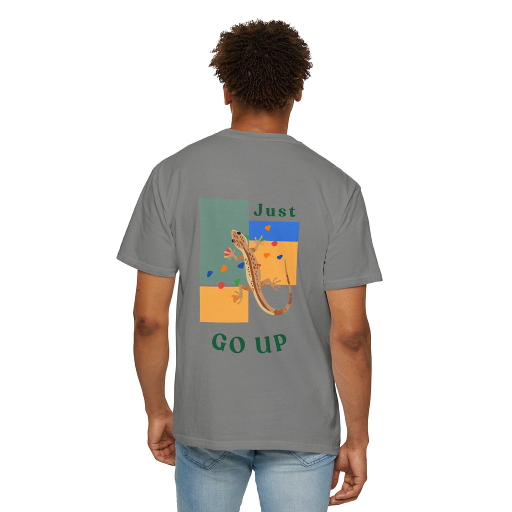 Just Go Up, Lizard Graphic Tee, Funny climbing shirt