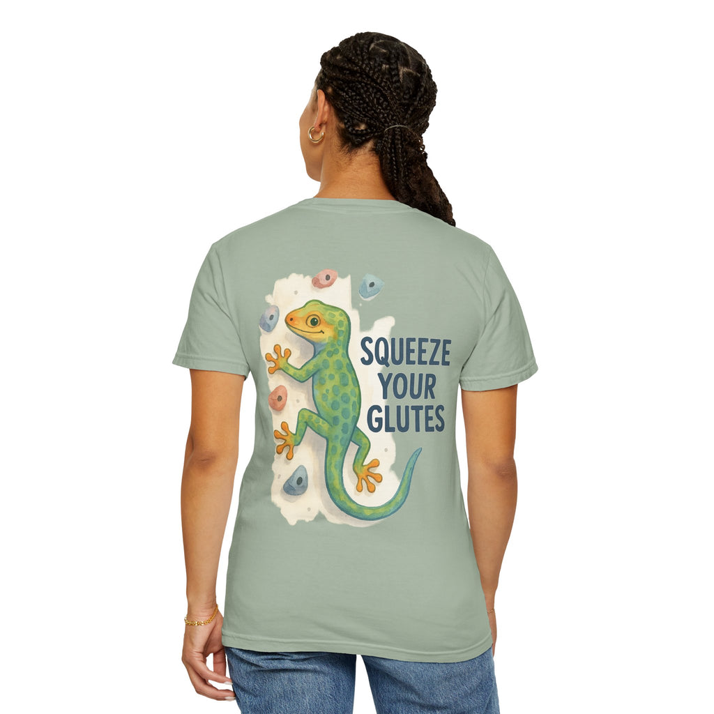 Funny Climbing T-Shirt - "Squeeze Your Glutes" Graphic Tee