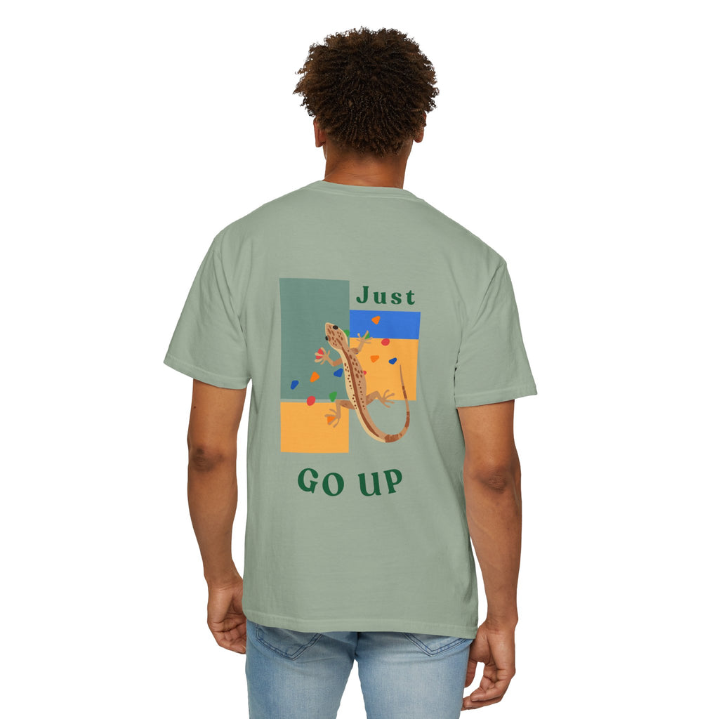 Just Go Up, Lizard Graphic Tee, Funny climbing shirt