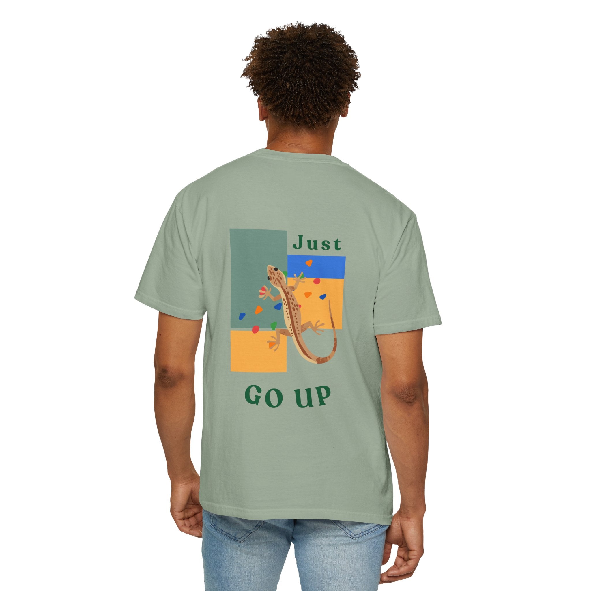 Just Go Up, Lizard Graphic Tee, Funny climbing shirt