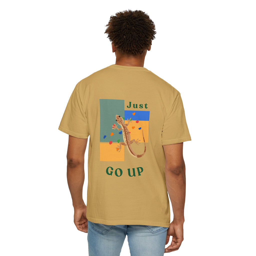 Just Go Up, Lizard Graphic Tee, Funny climbing shirt