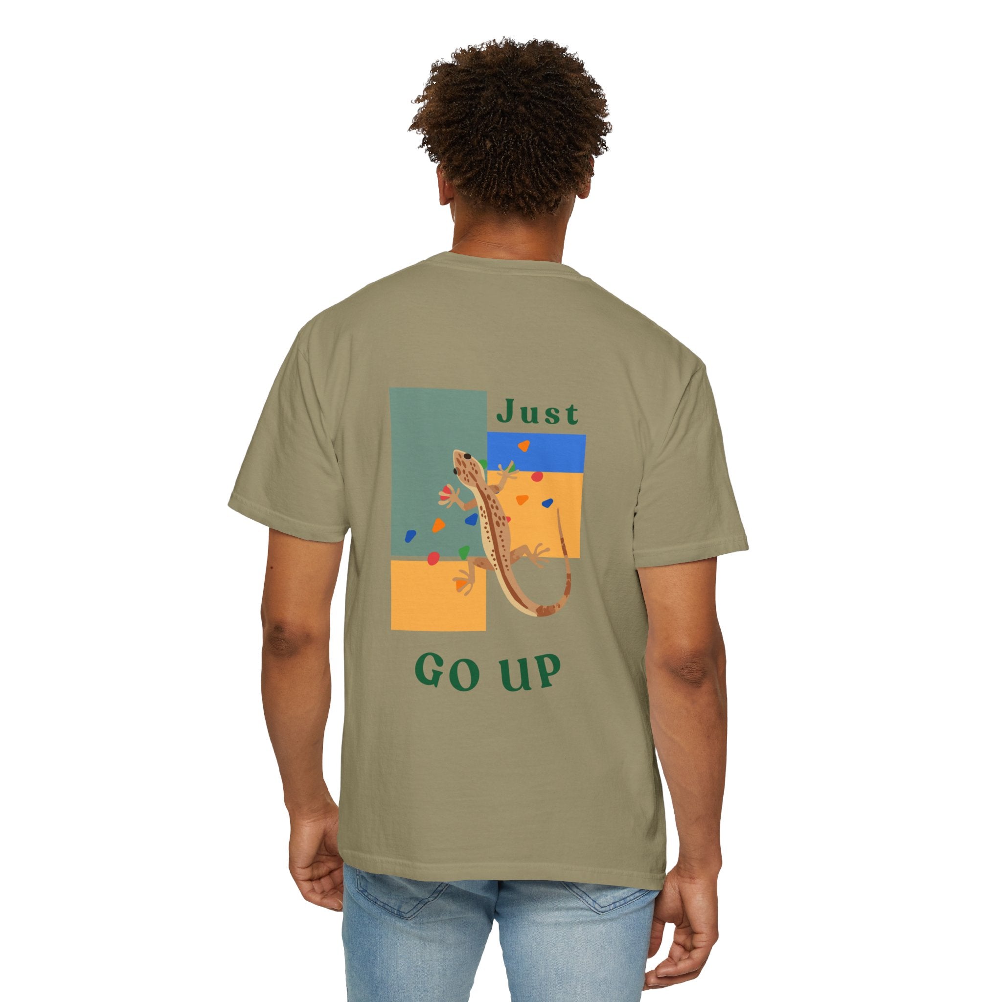 Just Go Up, Lizard Graphic Tee, Funny climbing shirt