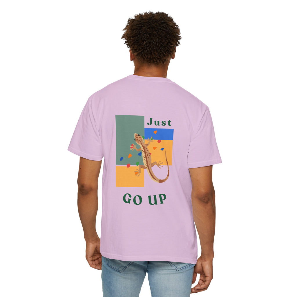 Just Go Up, Lizard Graphic Tee, Funny climbing shirt