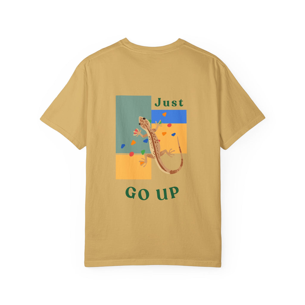 Just Go Up, Lizard Graphic Tee, Funny climbing shirt