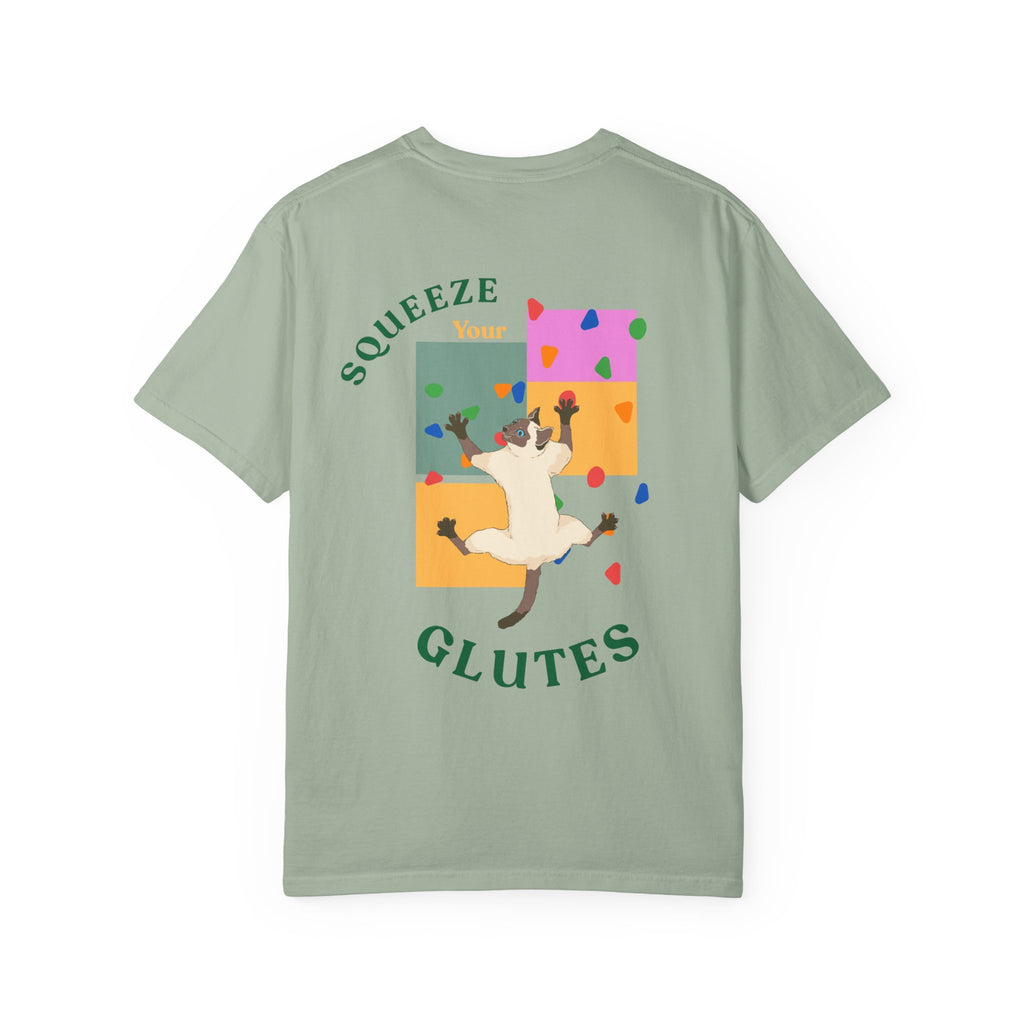 Fun Motivational Fitness T-shirt - Squeeze Your Glutes | Cat